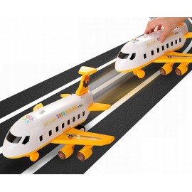 Avion cargo pentru copii simulator transport cu sunete si lumini Galben