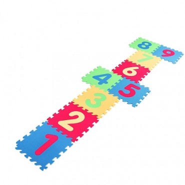 Covor puzzle pentru copii cu numere, 9 piese 
