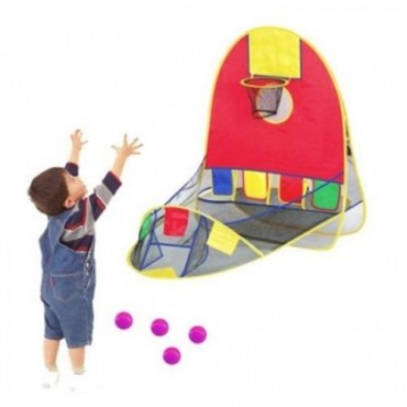 Cort  pop-up pentru copii cu cos baschet si 4 bile 