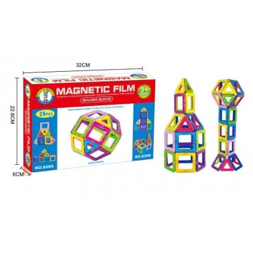 Joc Magnetic Educativ de Constructie 3D 28 piese