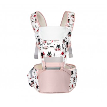 Marsupiu bebe ergonomic 6 in 1 cu scaunel-roz