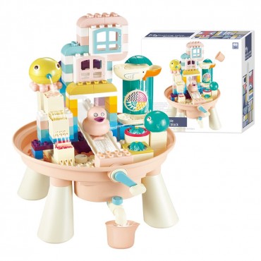 Masuta de joaca pentru copii cu apa si cuburi de construit Bricks-123 pcs
